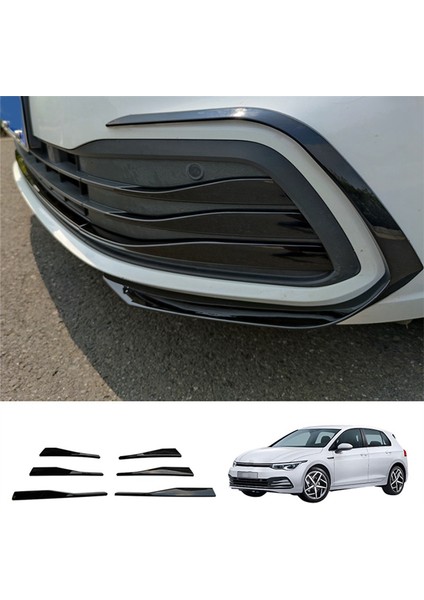 Araba Parlak Siyah Ön Tampon Spoiler Alt Izgara Sis Lambası Kaş Trim Kapakları-Vw Golf Mk8 2021 2022 (Yurt Dışından)