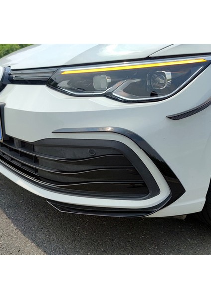 Araba Parlak Siyah Ön Tampon Spoiler Alt Izgara Sis Lambası Kaş Trim Kapakları-Vw Golf Mk8 2021 2022 (Yurt Dışından)