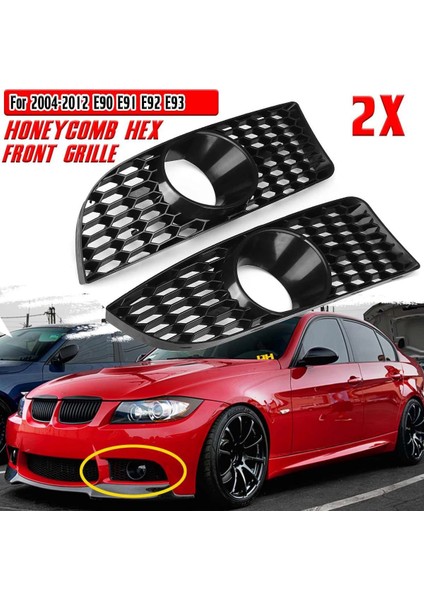 2x Araba Ön Izgara Izgara Alt Tampon Sis Aydınlatma Koruması Trim-Bmw E90 E91 E92 E93 2004-2012 M3 Stil A (Yurt Dışından)