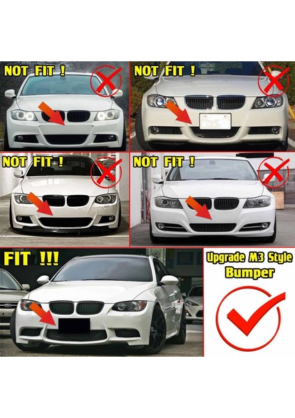 2x Araba Ön Izgara Izgara Alt Tampon Sis Aydınlatma Koruması Trim-Bmw E90 E91 E92 E93 2004-2012 M3 Stil A (Yurt Dışından)