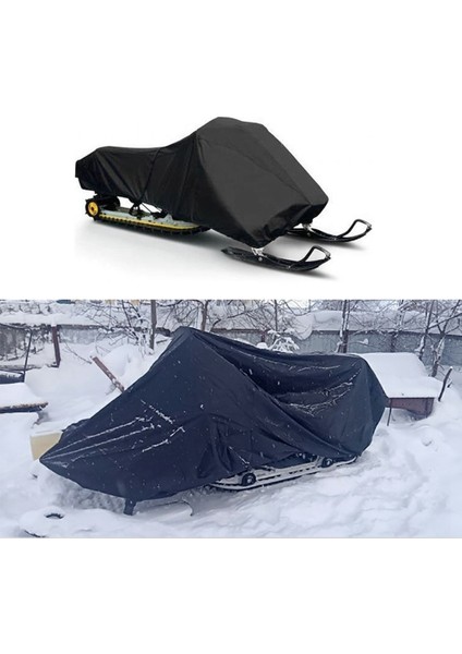 Kar Araci Kapağı Su Geçirmez Toz Çekilebilir Kızak Kapağı Anti-Uv Kış Motosiklet Açık Siyah 145X51X48 cm (Yurt Dışından)