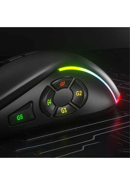 Lenovo Lecoo MS140 Kablolu RGB LED Aydınlatmalı 6400DPI 10 Makro Tuşlu 500Hz Gaming Mouse Siyah