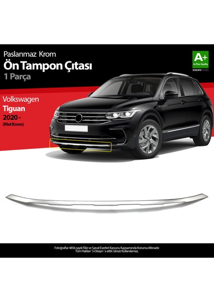 S Dizayn Vw Tiguan Krom Ön Tampon Çıtası 2020 Üzeri (Mat Krom)
