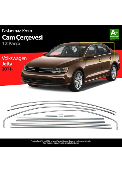 VW Jetta Krom Cam Çerçeve Seti 12 Prç. 2011 Üzeri