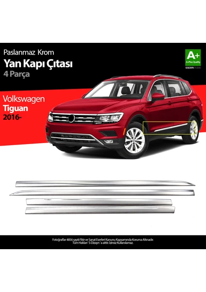 Volkswagen Tiguan Krom Yan Kapı Çıtası 4 Prç. 2016-2020 A+ Kalite