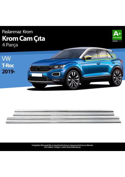 VW T-Roc Krom Cam Çıtası 4 Prç. 2019-2021