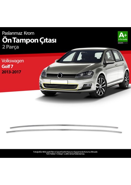 VW Golf 7 Krom Ön Tampon Çıtası 2 Prç. 2013 Üzeri