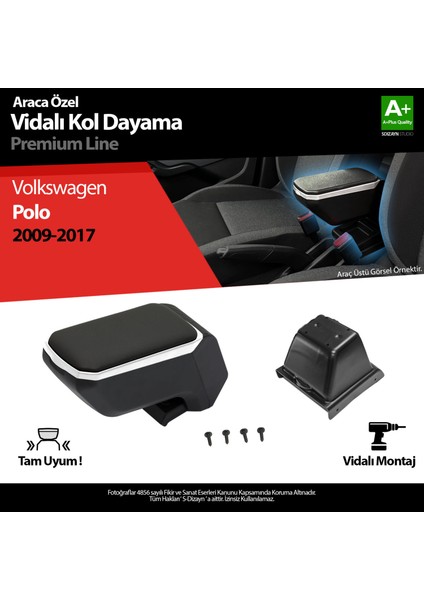 Volkswagen Polo 5 Abs Vidalı Kol Dayama Kolçak Gri 2009-2017 A+ Kalite