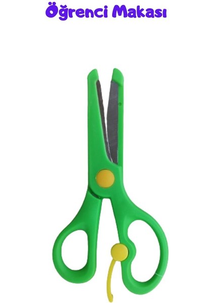 Öğrenci Çocuk Okul Etkinlik Makası, Karton Resim Yeşil Makas, Green Student Scissors