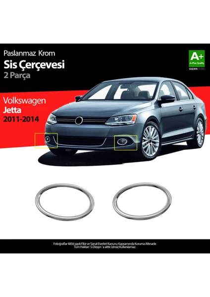 VW Jetta Krom Sis Farı Çerçevesi 2 Prç 2011-2014