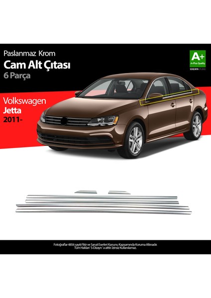 Volkswagen Jetta Krom Cam Çıta 6 Prç 2011-2019 A+ Kalite