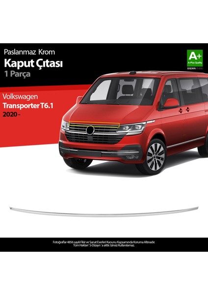 Volkswagen Transporter T6.1 Krom Kaput Çıtası 2020 Üzeri