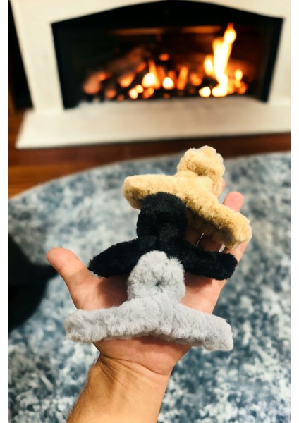 Kadın Peluş Model 3 Adet Büyük Boy 14 cm Mandal Toka Seti fiyatları