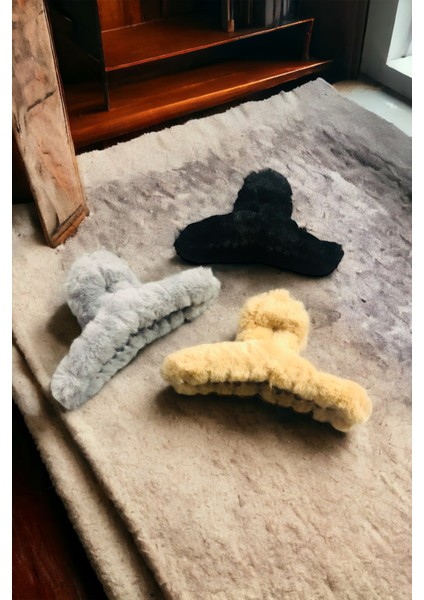 Kadın Peluş Model 3 Adet Büyük Boy 14 cm Mandal Toka Seti modelleri