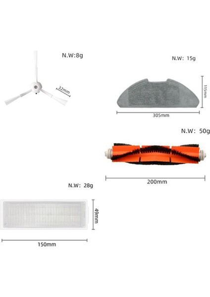 Mi Robot Vakum Paspas 2 Pro Lite Için Ana Fırça Parçaları MJST1SHW Mjstl Paspas Bezi Elektrikli Süpürge Aksesuarları (Yurt Dışından)