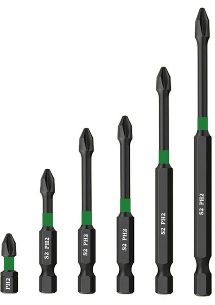 12 Adet Manyetik Tornavida Ucu Seti, S2 Alaşımlı Çelik Malzeme Darbeli Tornavida Uçları, 1/4 Inç Altıgen Saplar (25-150MM) (Yurt Dışından)