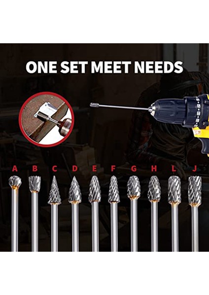 Inç 10 Adet Karbür Çapak Seti, Çift Kesim Tungsten 3mm (1/8 Inç) Karbür Döner Çapak Döner Dosyaları Elmas Burs Bit (Yurt Dışından)