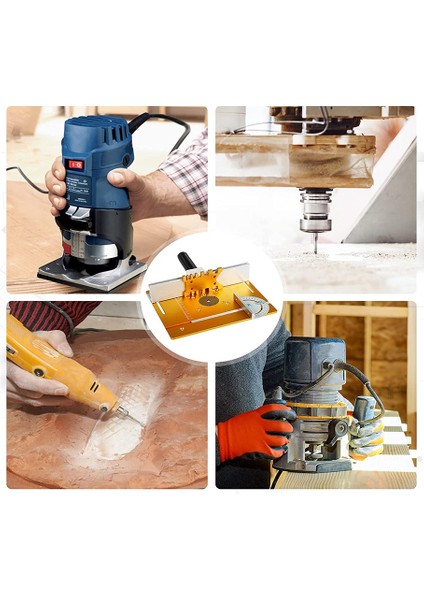 Alüminyum Yönlendirici Masa Ekleme Plakası, Gönye Ölçerli Ahşap Freze Çevirme Tahtası, Yönlendirici Giyotin Ağaç Işleme Ahşap Alet B (Yurt Dışından) modelleri