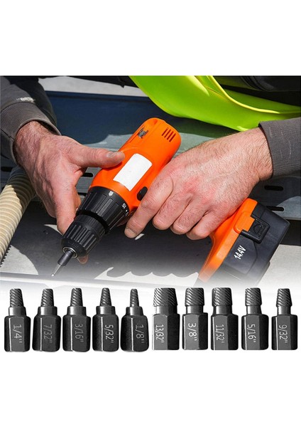Yükseltme Vida Çıkarıcı Seti, 10 Adet 3.2-10.3mm Pas Hasarlı Cıvatalar Için Ağır Hizmet Altıgen Başlı Vida Çıkarıcı Seti (Yurt Dışından)
