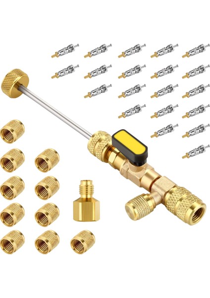 R22 R12 R407 R410 R404 R32 R600 Için Çift Boyutlu 1/4 ve 5/16 Bağlantı Noktalı Valf Göbeği Sökücü Takma Alet Kiti (Yurt Dışından)