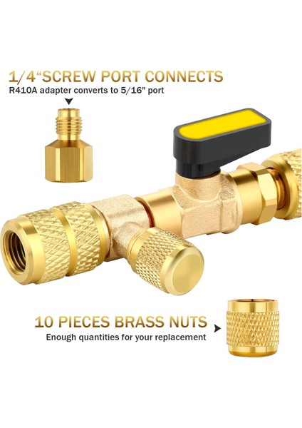 R22 R12 R407 R410 R404 R32 R600 Için Çift Boyutlu 1/4 ve 5/16 Bağlantı Noktalı Valf Göbeği Sökücü Takma Alet Kiti (Yurt Dışından) modelleri