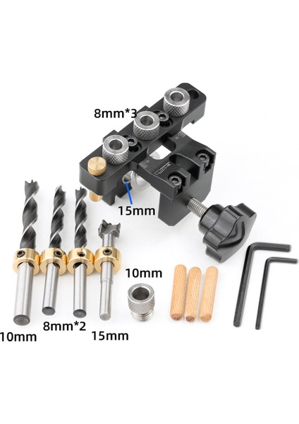Ayarlanabilir Dübel Jig Ağaç Işleme Cep 3 In 1 Delik Jigbushes Sondaj Kılavuzu Bulucu Zımba Araçları Dübel Jig Seti A (Yurt Dışından)