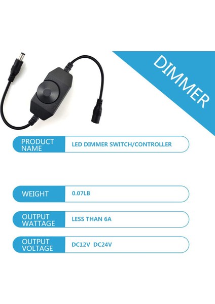 Adet DC12V-24V LED Şerit Işıklar Dimmer Anahtarı 2A Pwm Dimmer Denetleyici LED Dize Işıklar Için Inline Dimmer Anahtarı Siyah (Yurt Dışından)