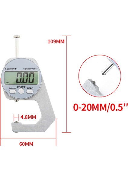 Dijital Ekran Kalınlık Ölçer Elektronik LCD Mikrometre Metrik Duvar Kalınlığı Ölçüm Araçları 0-20MM Sivri Kafa (Yurt Dışından)
