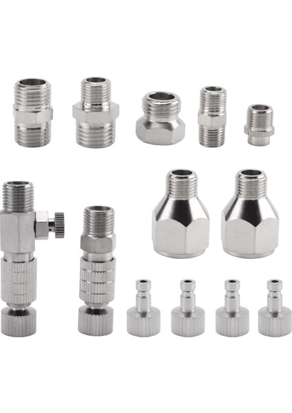 15 Adet Airbrush Adaptör Seti Airbrush Hızlı Bırakma Kaplin Bağlantı Kesme Adaptörü Kiti Montaj Konnektör Seti Dişi Konnektör (Yurt Dışından)