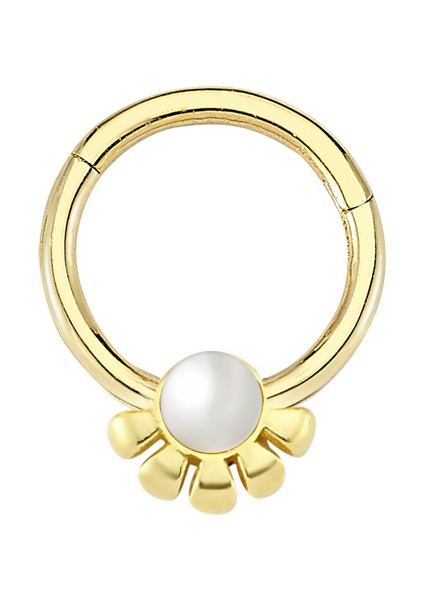 Altın Inci Çiçek Model Halka Piercing