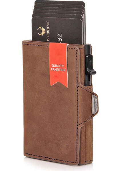 Cowhide Deri Rfıd Bloket Kart Kılıfı Cüzdan Billfold Kredi Kartı Kimlik Kartı Sahibi 6 Kart Tutan (Yurt Dışından)
