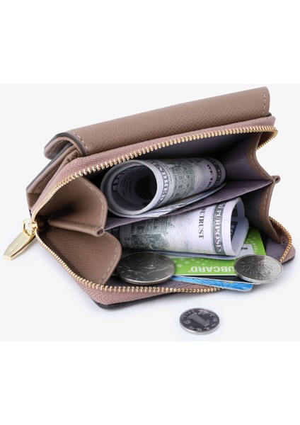 Pu Deri Kısa Cüzdan Fermuarlı Cep Kadınları Katlanır Çanta (Yurt Dışından) fırsatları