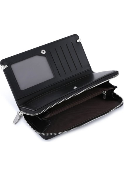 Pu Deri Uzun Cüzdan Çoklu Kart Yuvası Depolama Koruma Debriyaj Çantası Kadınlar Billfold (Yurt Dışından) modelleri