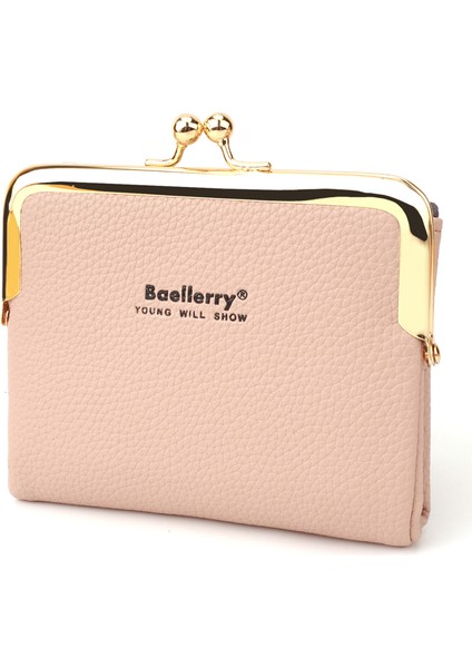 Pu Deri Kadınlar Iki Kat Kısa Cüzdan Öpücük Kilit Fermuarlı Çanta (Yurt Dışından)