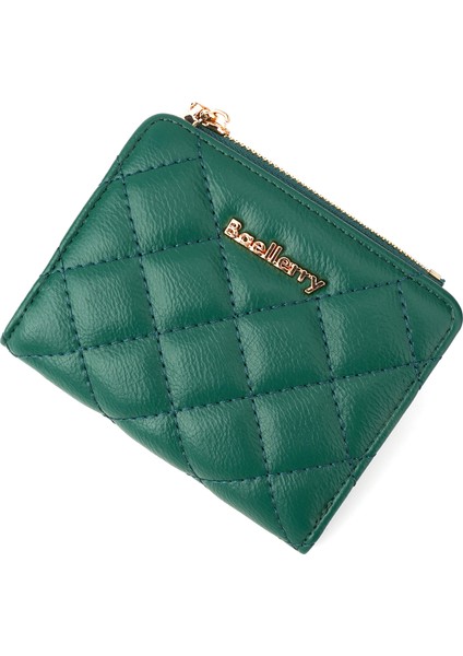 Kadın Fermuar Para Çantası Dikişli Eşkenar Dörtgen Pu Deri Iki Katlı Kısa Cüzdan (Yurt Dışından) fırsatları