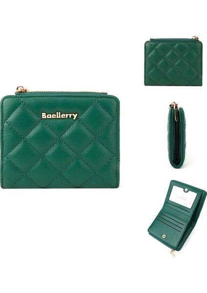 Kadın Fermuar Para Çantası Dikişli Eşkenar Dörtgen Pu Deri Iki Katlı Kısa Cüzdan (Yurt Dışından) indirimleri