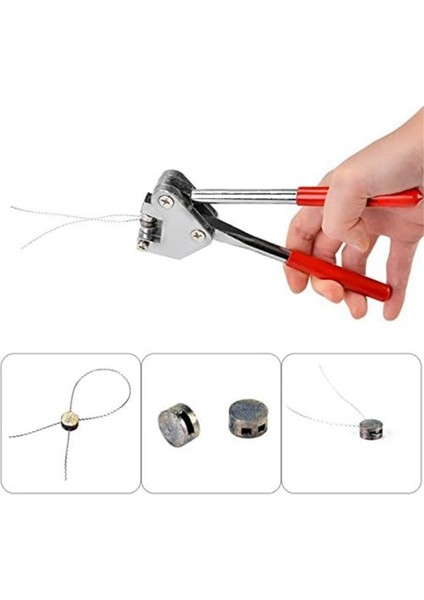 100 Adet Yuvarlak Kurşun Mühürler Fasulye 8mm Çap, 100 Adet Çelik Tel, 1 Adet Kırmızı Plastik Kaplamalı Saplı Sızdırmazlık Crimper (Yurt Dışından)