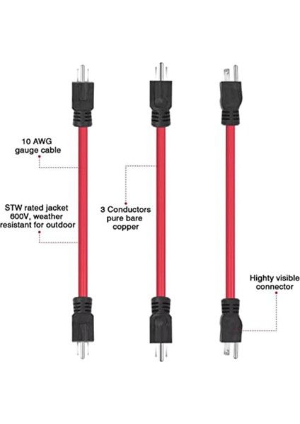 3prong Erkek - Erkek Uzatma Kablosu, Jeneratör Adaptör Kablosu Nema 5-15P Transfer Anahtarı Için, 12AWG 125V (2ft) Abd Tak (Yurt Dışından) fırsatları