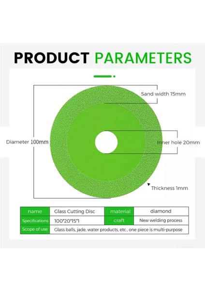 Cam Kesme Diski, Açı Öğütücü Için Testere Bıçağı Tekerleği Cam Seramik Kesme, 4 Inç Ultra-Ince Elmas Testere Bıçağı Tekerleği B (Yurt Dışından) fırsatları