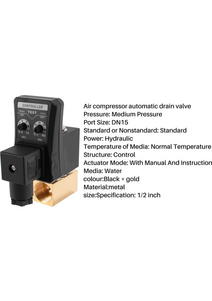1/2 Inç DN15 Elektrikli Zamanlayıcı Otomatik Su Vanası Solenoid Elektronik Tahliye Vanası Hava Kompresörü Yoğuşma (Yurt Dışından)