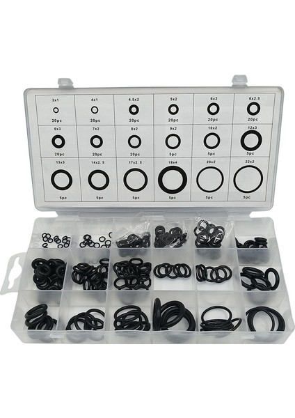 225PC O-Ring Seti Siyah Deri O-Ring O-Ring Sızdırmazlık Halkası Korozyona Dirençli Butil Kauçuk Basınca Dayanıklı (Yurt Dışından)