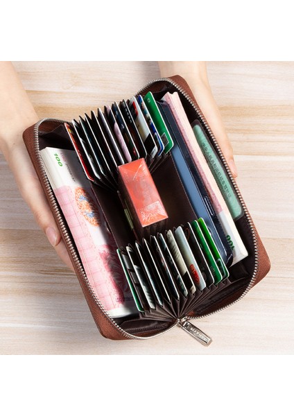 Rfıd Engelleme Kart Yuvaları Cüzdan Bölünmüş Deri Debriyaj El Çantası Çanta Cep Telefonu Kılıfı Torbası Kredi Kartı Tutucu (Yurt Dışından) fiyatları