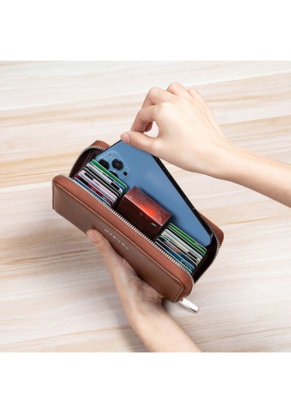 Rfıd Engelleme Kart Yuvaları Cüzdan Bölünmüş Deri Debriyaj El Çantası Çanta Cep Telefonu Kılıfı Torbası Kredi Kartı Tutucu (Yurt Dışından) fırsatları