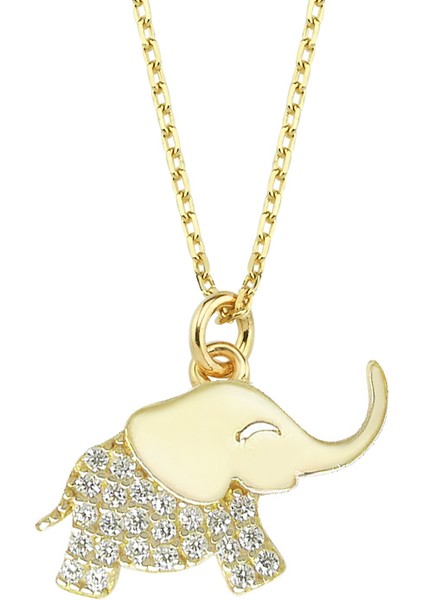 Altın Taşlı Minik Fil Kolye