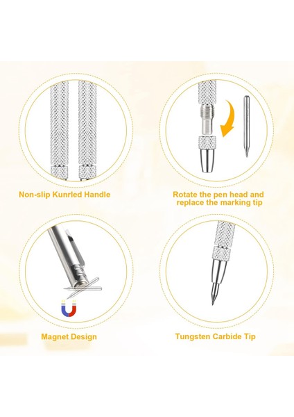 Tungsten Karbür Çizici, Mıknatıslı Alüminyum Karbür Çizici Kalem, Klipsli Çizici Aletli Gravür Kalemi (Yurt Dışından) indirimleri