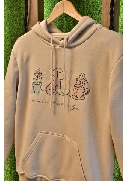 Cat And Coffe Özel Tasarım Kanguru Kapşonlu Oversize Unisex Sweatshirt fiyatları