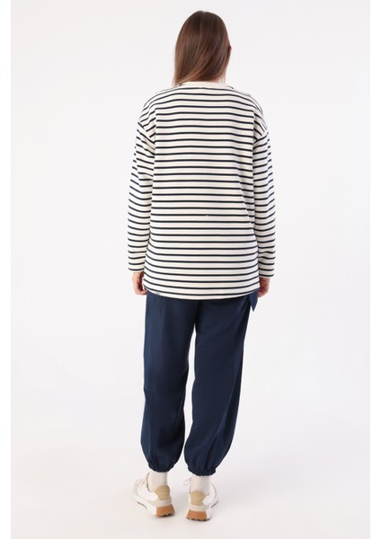 Çizgili Oversize Sweatshirt