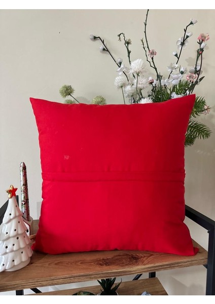 Punchhatolyesii Yılbaşı Kartanesi Kırlent Kılıfı Elyapımı Kırmızı Renk 43X43 cm fırsatları