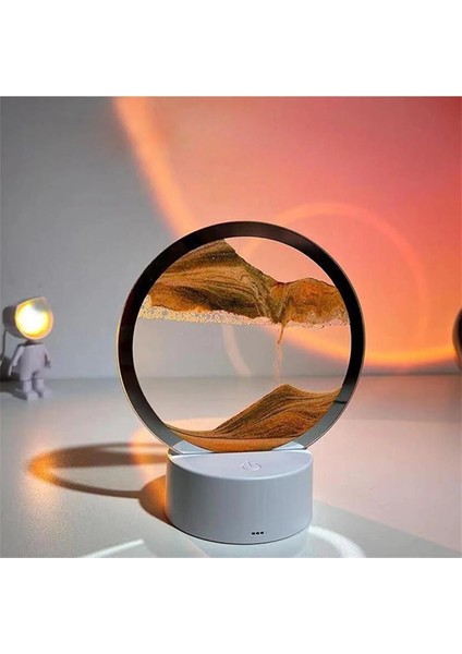 LED Işıklı Kum Saati Ev Ofis Dekorasyonu Hediye 7 Inç Kum Sanatı 3D Gece Lambası Kum Sanatı Turuncu