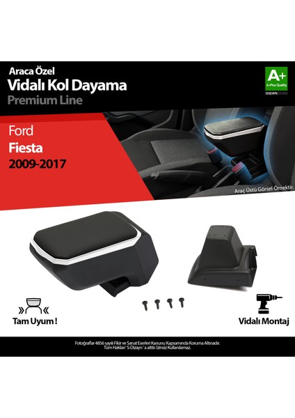 Ford Fiesta Kol Dayama Kolçak Abs Vidalı Gri 2009-2017 A+ Kalite